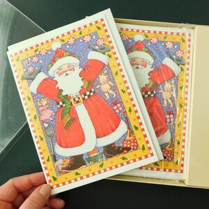 Mary Engelbreit Santa Christmas set of 17 Cards Foil Envelopes Vintage 1987 NOS